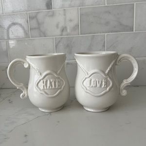 Jonathan Adler: love hate mug. Set of 2